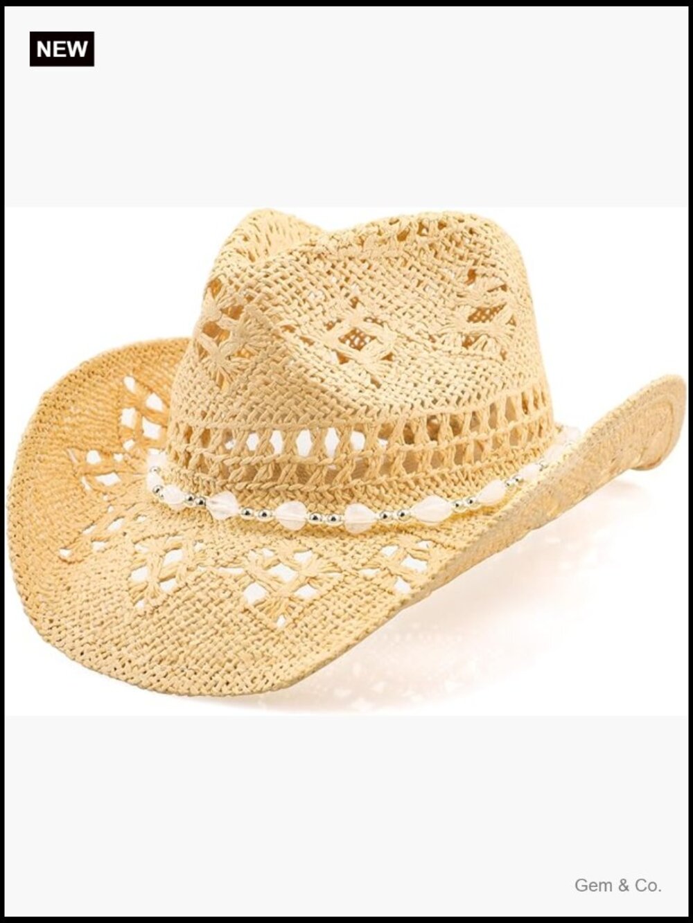 Straw Cowboy Hat with Shapeable Brim, Wide Brim Sun Hat for Outdoor